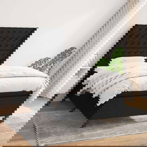  Box spring postelja z vzmetnico črna 90x200 cm blago, (20791863) Slike