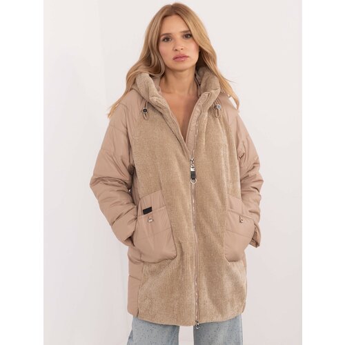 Fashion Hunters Brown transitional jacket with corduroy inserts Slike
