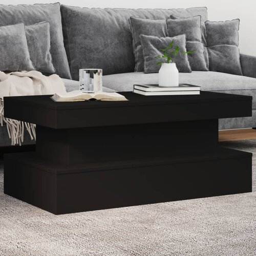 vidaXL Klubska mizica z LED lučkami črna 90x50x40 cm Cene