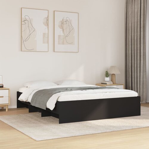VidaXL Okvir za krevet crni 160x200 cm konstruirano drvo Slike