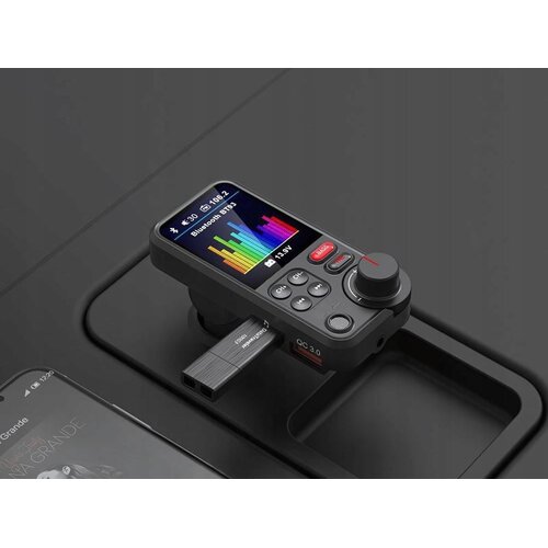  Auto bluetooth transmiter 5.0 fm usb qc tf bass lcd 12-24v Slike