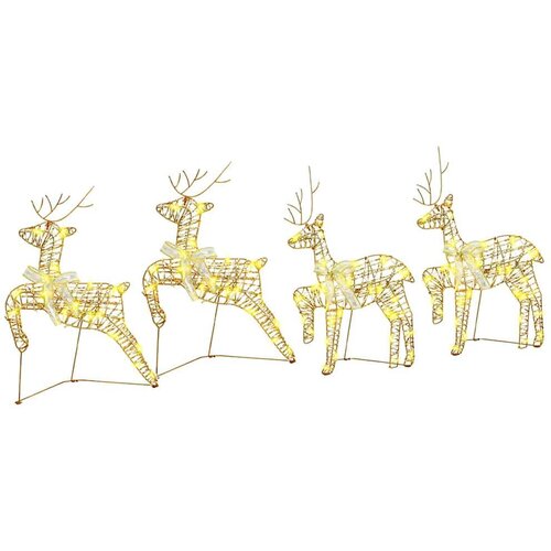 vidaXL LED jelene med 80 LED 4 pcs Zlata 64 x 42 x 15 cm PET Cene
