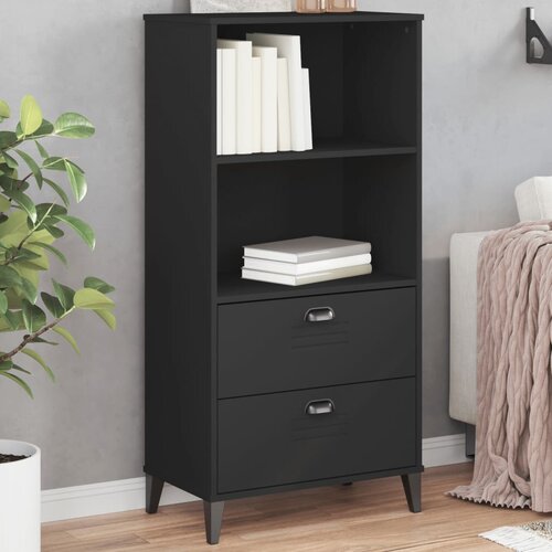 vidaXL Knjižna omara VIKEN črna 60x35x123 cm trdna borovina Cene
