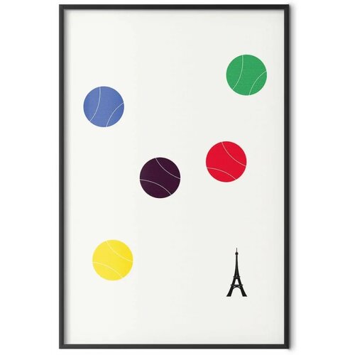  Plakat - Eiffel Tower and Colorful Tennis Balls 40x60 Crni okvir Cene