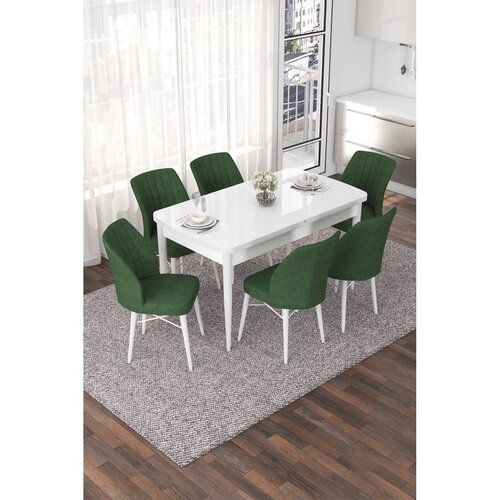 Hanah home Set Trpezarijski sto i 6 stolica Nef, zelena i bijela Cene