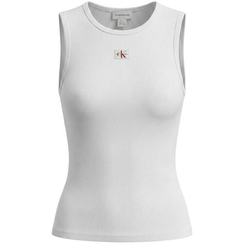 Calvin Klein Jeans SL WOVEN LABEL 2X2 BABY RIB CUTO Bijela Cene