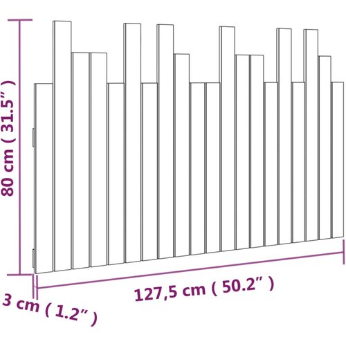 Zidno uzglavlje bijelo 127,5x3x80 cm od masivne borovine Slike