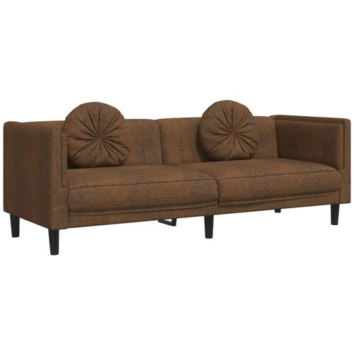 Maison Chic kavč - Sofa - Kanape trosed z blazinami rjavi umetno semiš usnje, (21726966) Cene