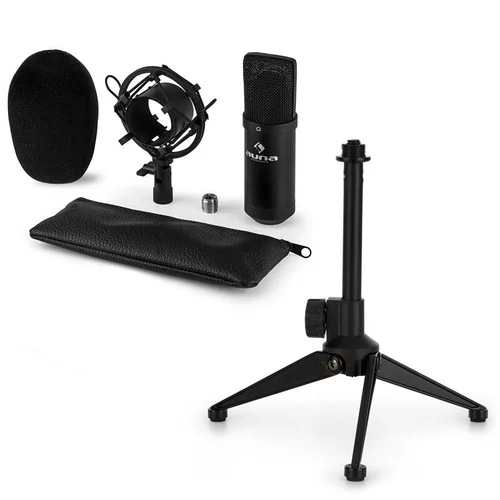 Auna CM00B Mikrofonski set V1- črn studijski mikrofon s pajkom in namiznim stojalom