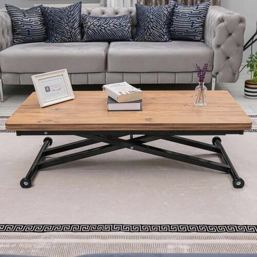 Hanah home Home klub sto na podizanje i rasklapanje 120 &amp;times; 60/120 cm, visina 44&amp;ndash;75 cm, bor / crna Slike