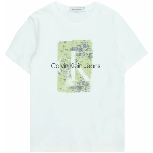 Calvin Klein Jeans Majica 'SECOND SKIN' svetlo zelena / črna / bela