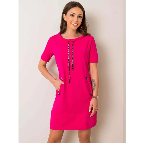 Fashion Hunters RUE PARIS dress in fuchsia color with pockets