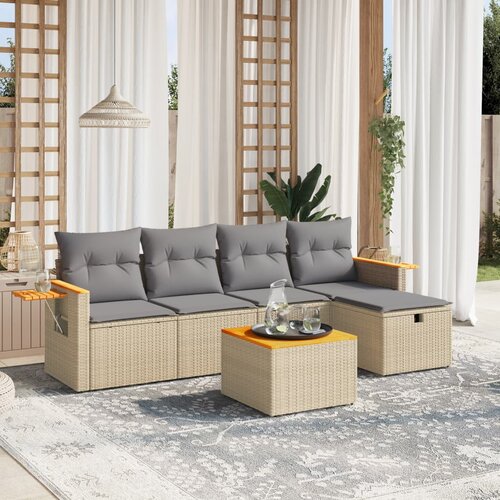 vidaXL 6-dijelni set vrtnih sofa s jastucima bež od poliratana Cijene