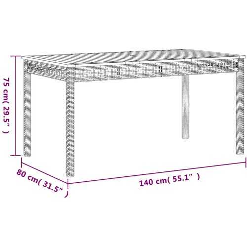  3-dijelni vrtni blagovaonski set sivi od poliratana Siva 140 cm table length Slike