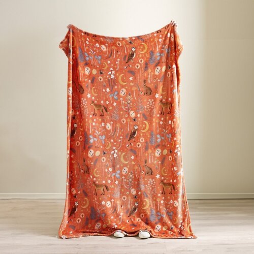 Catherine Lansfield Oranžna odeja iz mikropli&amp;scaron;a 130x170 cm Enchanted Twilight Animals &amp;ndash; Slike