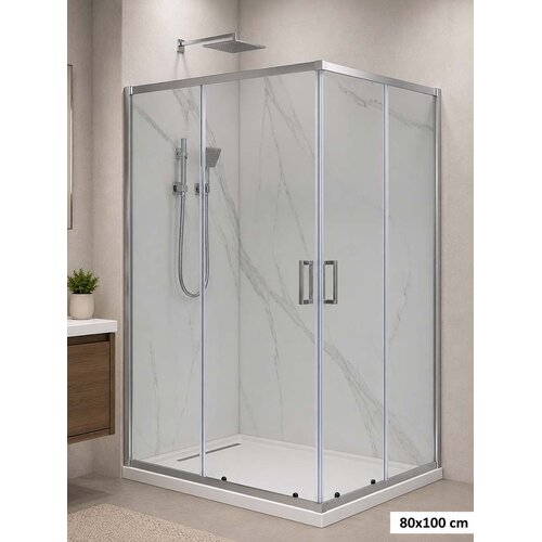 Hidrosan Tu&scaron; kabina Basic srebrni ram 80x100x190cm providno staklo 5mm Cene