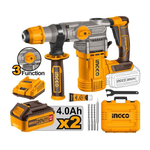 INGCO TOOLS Bu&amp;scaron;ilica Aku udarna 20V S 2x4.0Ah s punjačem koferom i nastavcima CRHLI202882 Slike