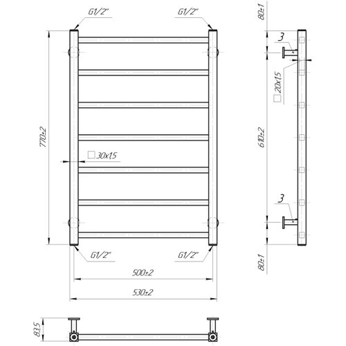  Kupaonski pe&amp;scaron;kirni radijator INOX TOKIO 161W/230V 77x53 cm, nerđajući čelik/bela Slike