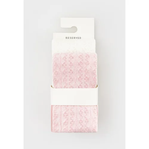 Reserved - Komplet od 2 para čarapa s gaćicama s visokim udjelom pamuka i tregerima - pastelnoružičasto