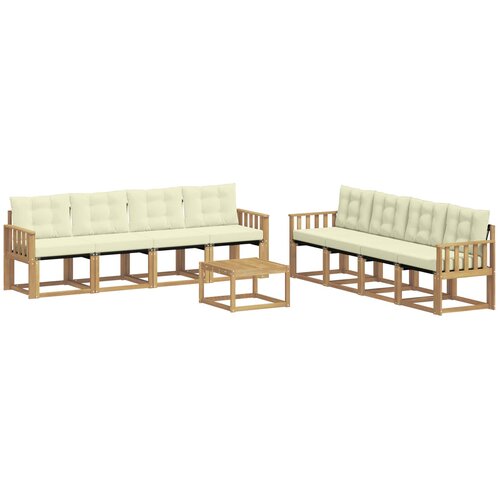 vidaXL Zunanja garnitura za sedenje z blazino 9 pcs Bela in krem, (5000270261) Cene
