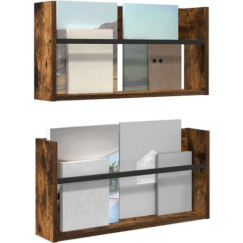  Polica za časopise Zidne 2 pcs Dimljeni hrast 60 x 12 x 30 cm Slike