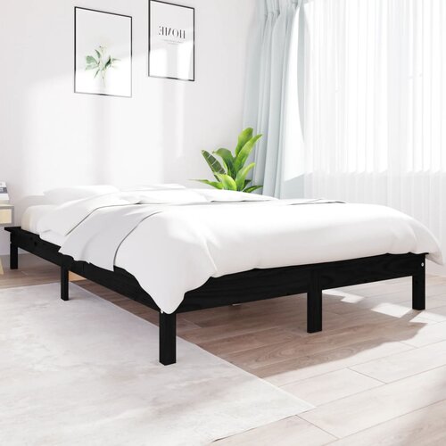  Okvir za krevet od borovine crni 180 x 200 cm veliki bračni Cene