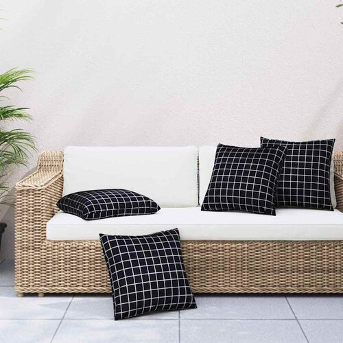  Jastučići za raspršenje Kockasto 4 pcs Crna Karirana 40 x 40 cm Cene