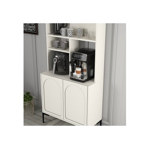 Hanah home komoda lyon 80 - cream, black creamblack coffee bar cabinet Slike