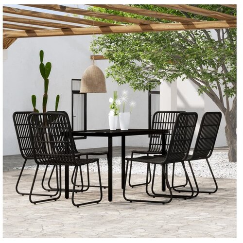  Vrtna garnitura - 7-dijelni vrtni blagovaonski set crni - Crna Dužina stola 140 cm 6 Cijene