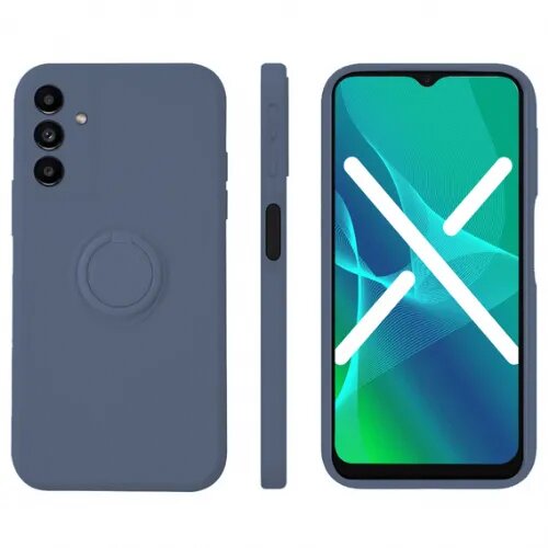 Onasi silikonski ovitek liquid ring za samsung galaxy A32 A326 5G - sivo moder Slike