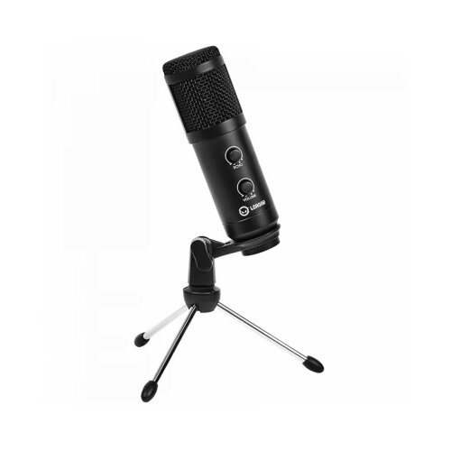 Lorgar Soner 313, Gaming Microphone, USB condenser microphone with Volume Knob & Echo Knob, Frequency Response: 80 Hz—17 kHz, including 1x Microphone, 1 x 2.5M USB Cable, 1 x Tripod Stand, dimensions: Ø47.4*158.2*48.1mm, weight: 243.0g, Black Cene