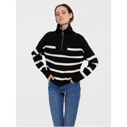 Vero_Moda Cream-black striped sweater Saba - Women's