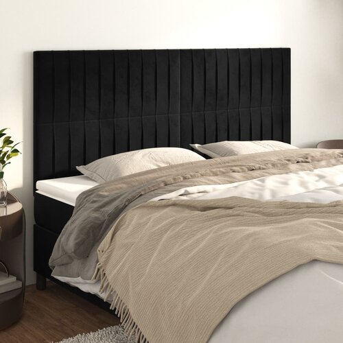 vidaXL Posteljno vzglavje 4 kosa črn 80x5x78/88 cm žamet Cene