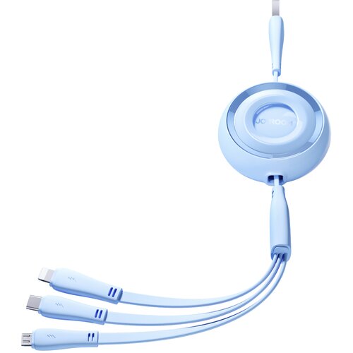 Joyroom 3v1 Colorful Series USB-A v USB-C / iPhone Lightning / izvlečni kabel microUSB 1 m moder, (21091184) Cene