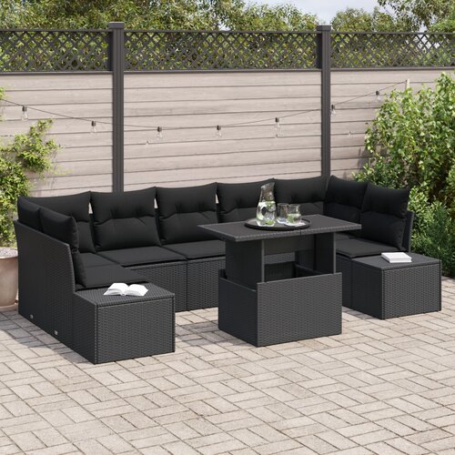 VidaXL Vrtni Kavč Set Set 8 Temno Siva Poli Ratan Zunanji Kavč Slike