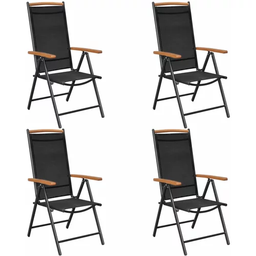  vrtne sklopive stolice 4 kom aluminijum i tekstilen crne