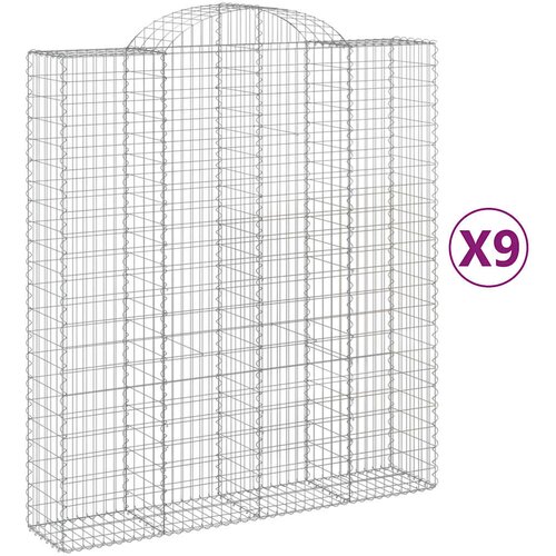  Lučne gabionske ko&amp;scaron;are 9 kom 200x50x220/240cm pocinčano željezo Slike