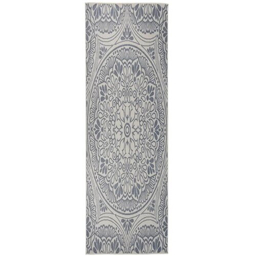 Vanjski tepih ravnog tkanja 80 x 250 cm plavi s uzorkom Slike
