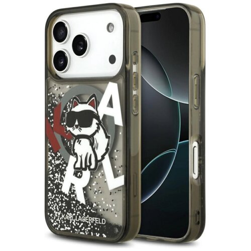 Karl Lagerfeld maska liquid glitter choupette logo za magsafe za iphone 17 pro crna Slike
