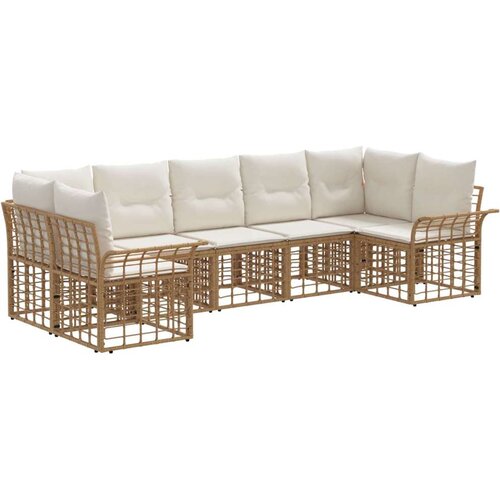  Set vanjskih sofa 7 pcs Prirodna i krema bijela Poliester Cene