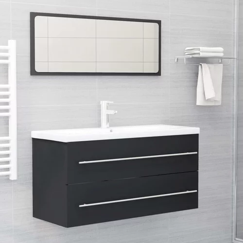vidaXL 2-delni komplet kopalniškega pohištva siva iverna plošča, (20909077)