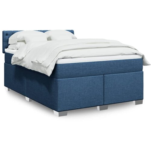 VidaXL Box spring postelja z vzmetnico modra 160x200 cm blago Slike