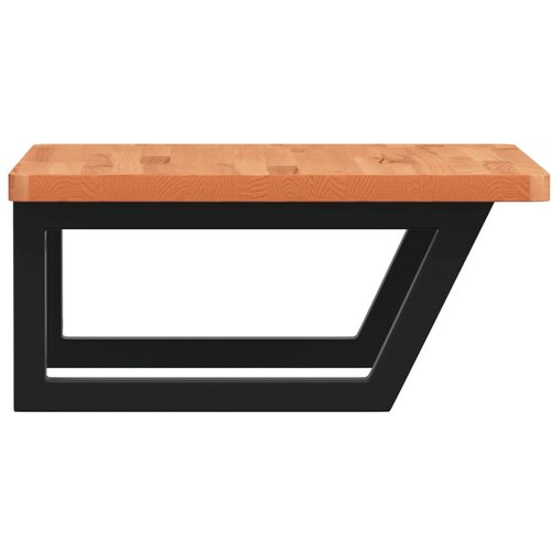  Zidna polica za umivaonik od čelika i masivne bukovine Smeđa 80 x 55 x 2.5 cm Slike