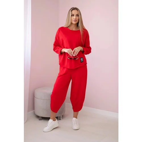 Kesi Cotton sweatshirt and trousers set red