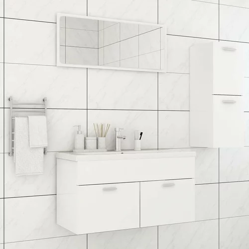  Komplet kopalniškega pohištva bela iverna plošča, (20918641)