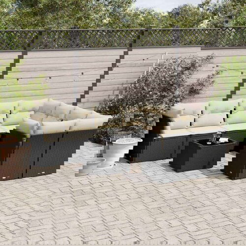  9-dijelni set vrtnih sofa s jastucima crni od poliratana Cijene