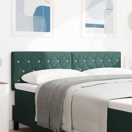  LED vzglavje z LED lučmi Diamantni Temno zelena 144 cm Žamet, (5000043922) Slike