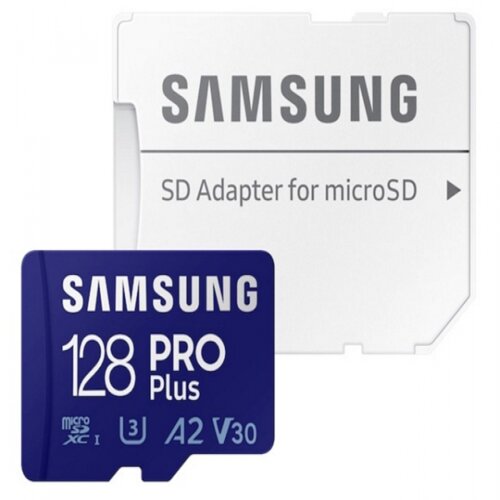 Samsung PRO plus MicroSDXC 128GB U3 Blue + SD Adapter MB-MD128KA Slike