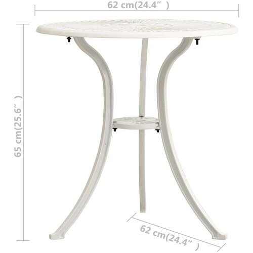 vidaXL vrtna miza bela 62x62x65 cm liti aluminij Cene