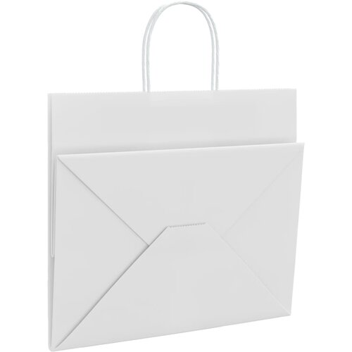  Papirnate vrećice 250 kom s ručkama bijele 32x22x28 cm Slike